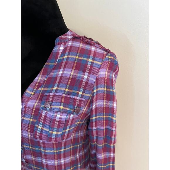 Matilda Jane Plaid All Day Millie Ruffle Top sz S - Picture 2 of 3